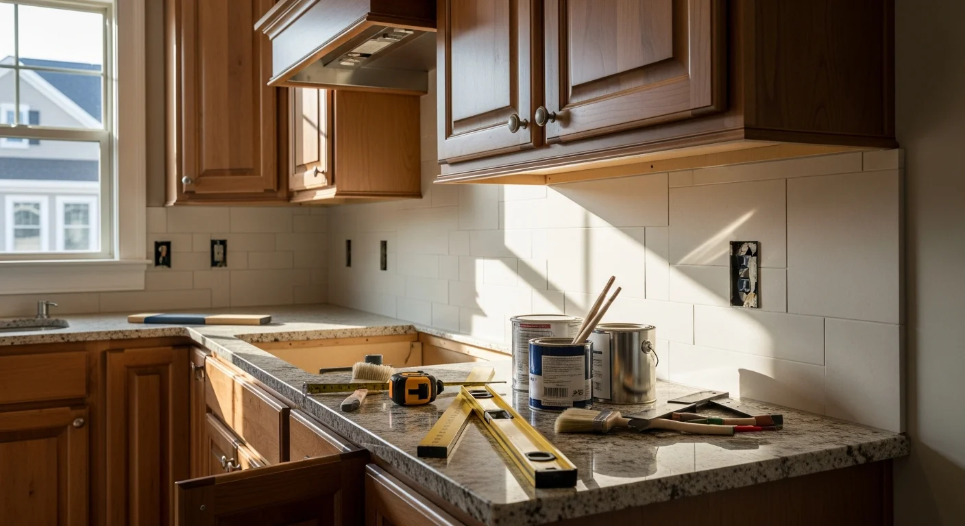 Modern remodeled kitchen with custom cabinets and countertops