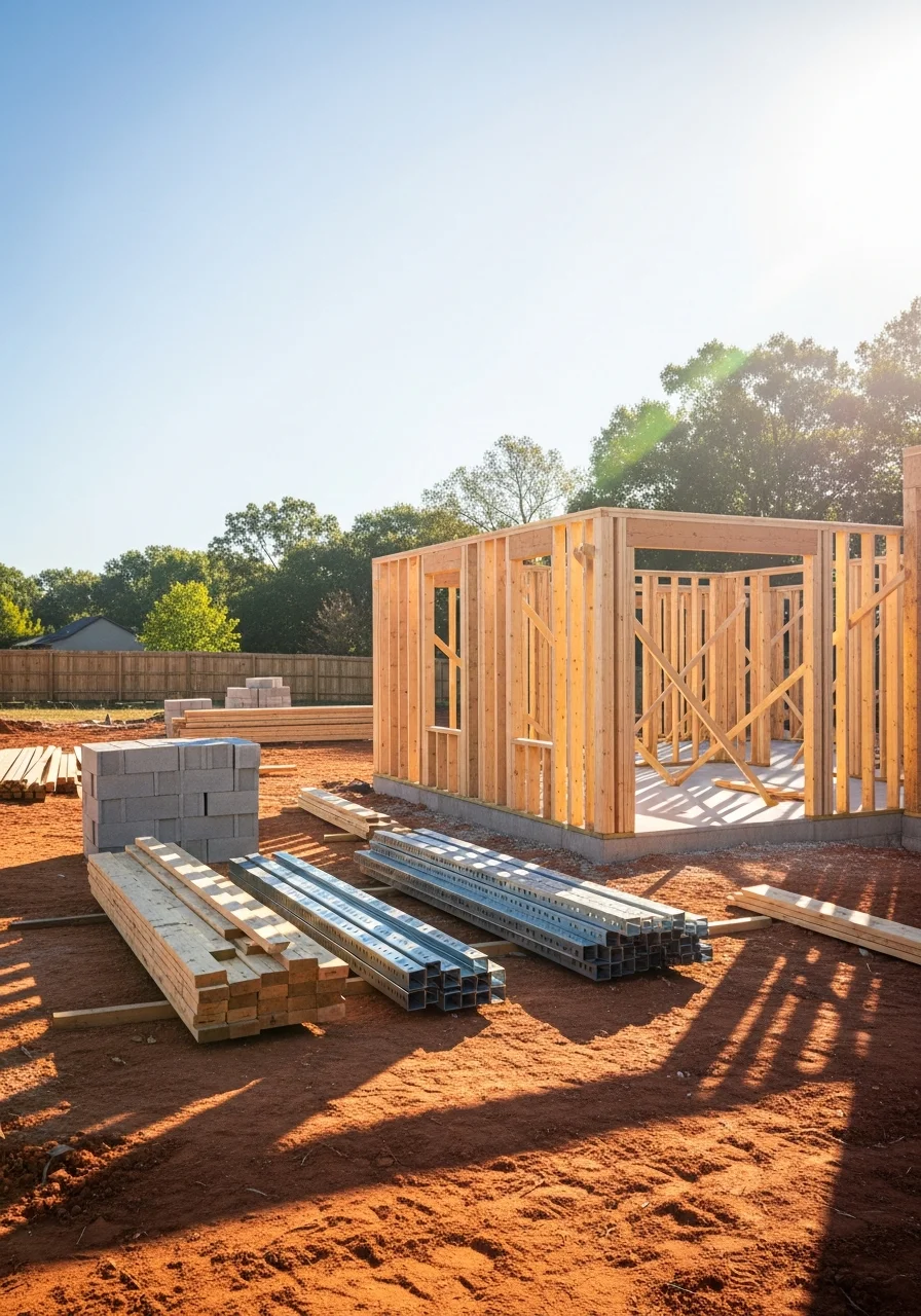 Contractor team reviewing project plans at a Charlotte-area residential property.